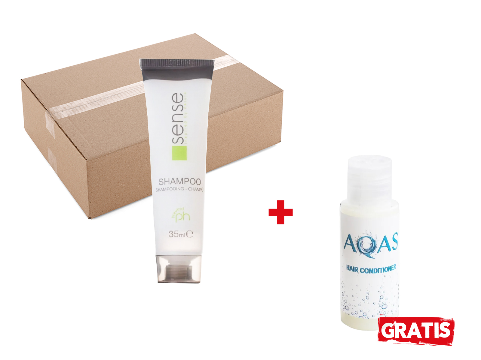 Pachet 1 bax (160buc) Sampon 35ml- Sense si GRATUIT 50 buc Balsam ingrijire par- AQAS  35ml